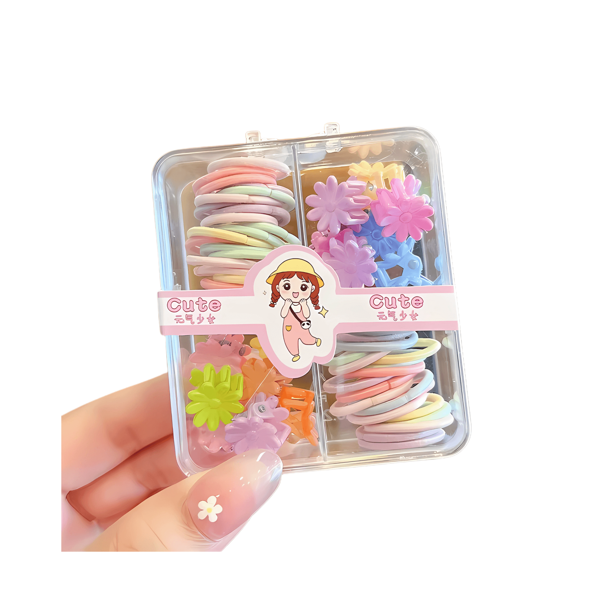 54-Piece Mini Hair Ties and Claw Clip Hair Accessory Set - Gummia