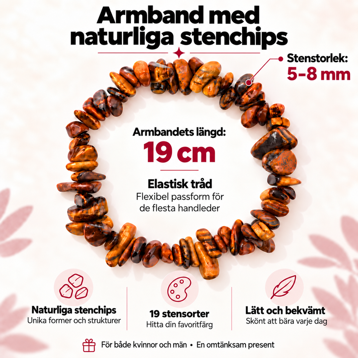 Armband med naturliga stenchips