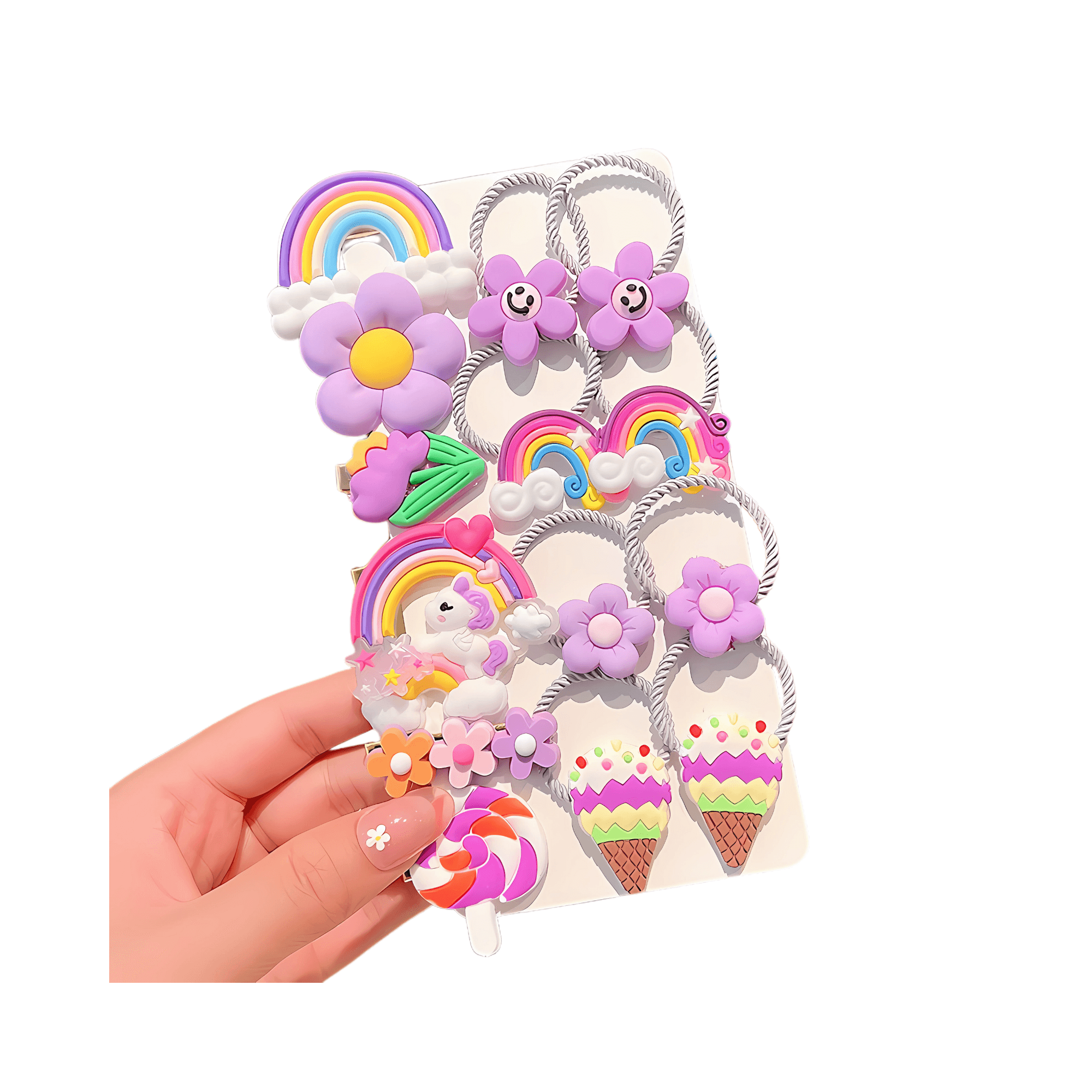 15pcs/card Kids hairties and clip - Gummia