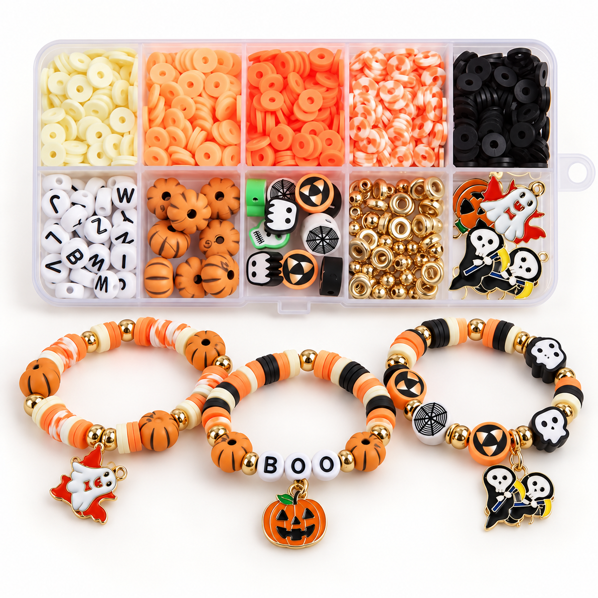 Halloween pärlset för armband – DIY smyckesset med pumpor och berlocker