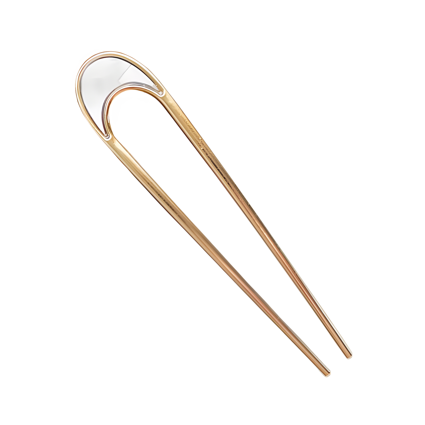 Metal U-Shaped French Gold Hair Pin with marble design