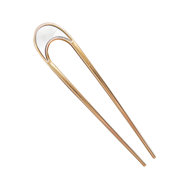 Metal U-Shaped French Gold Hair Pin with marble design
