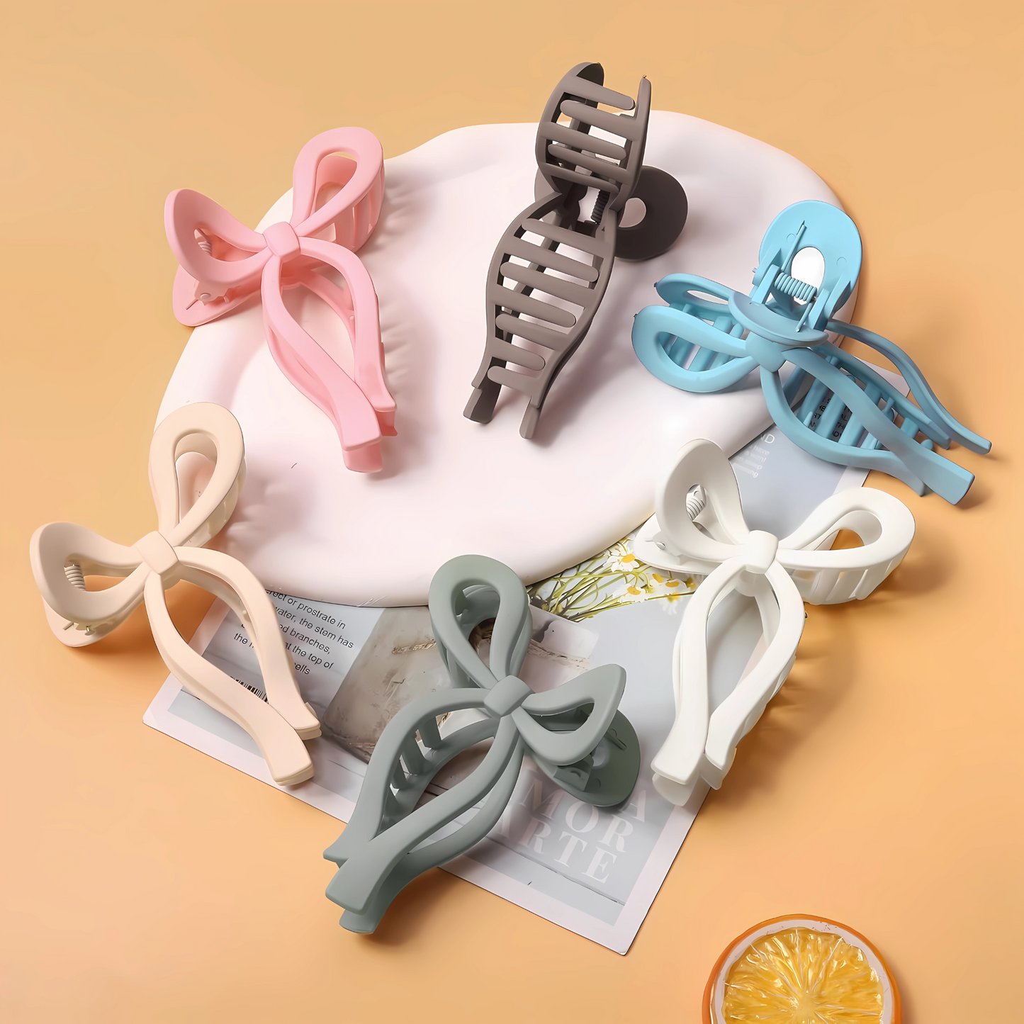 Matte Bow hair claw clips