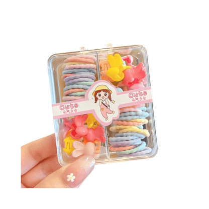 54-Piece Mini Hair Ties and Claw Clip Hair Accessory Set - Gummia