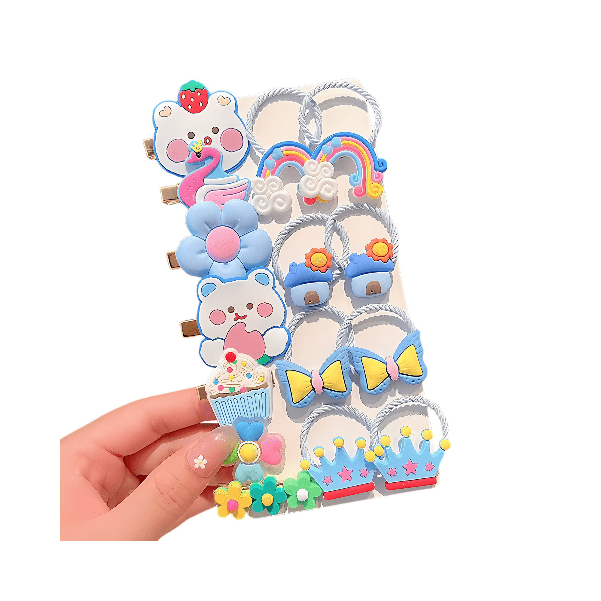 15pcs/card Kids hairties and clip - Gummia