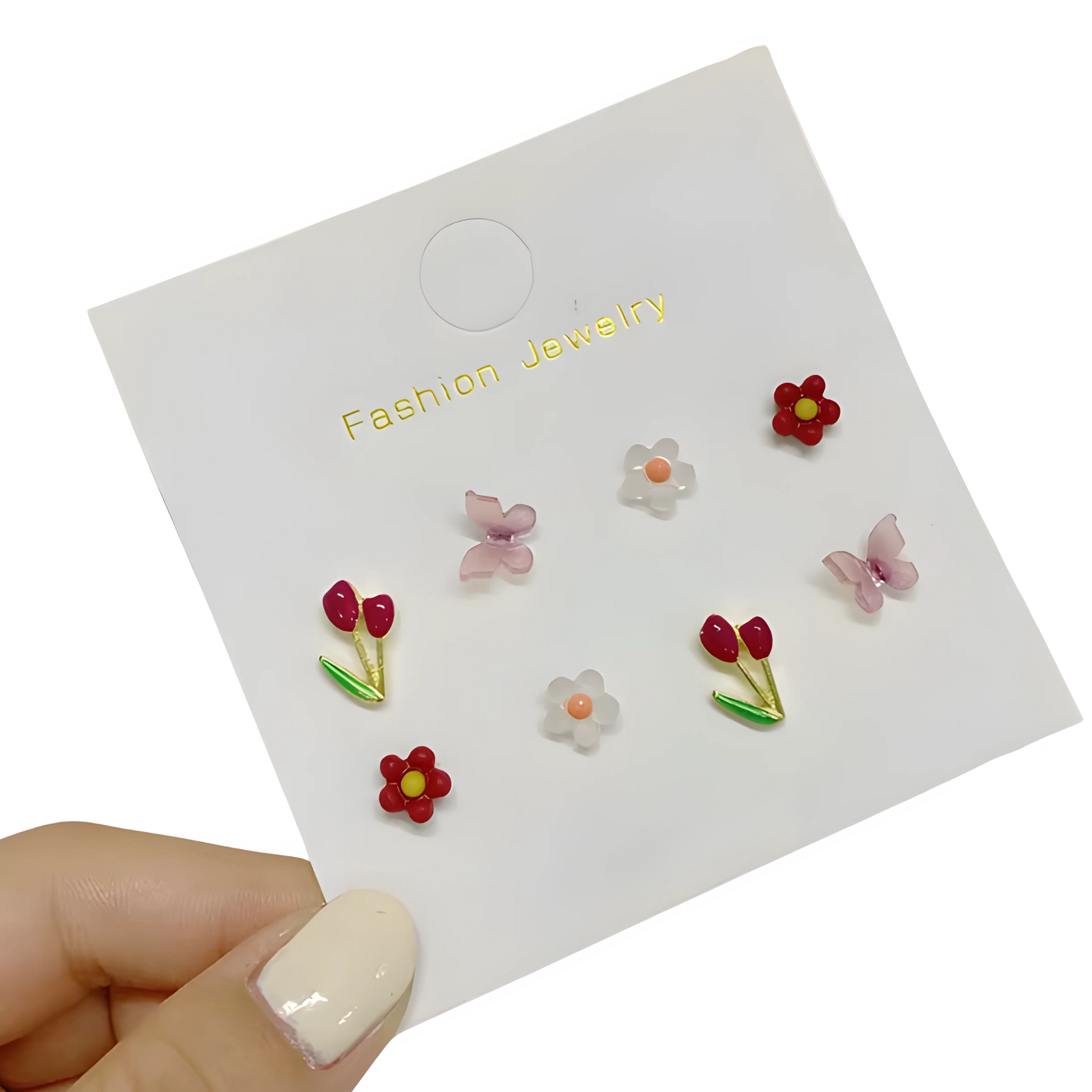 Kids Flower & Butterfly Earrings – 4 Pairs Set
