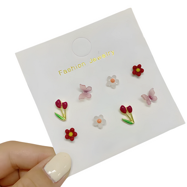 Kids Flower Butterfly hypoallergenic Earrings – 4 Pairs Set