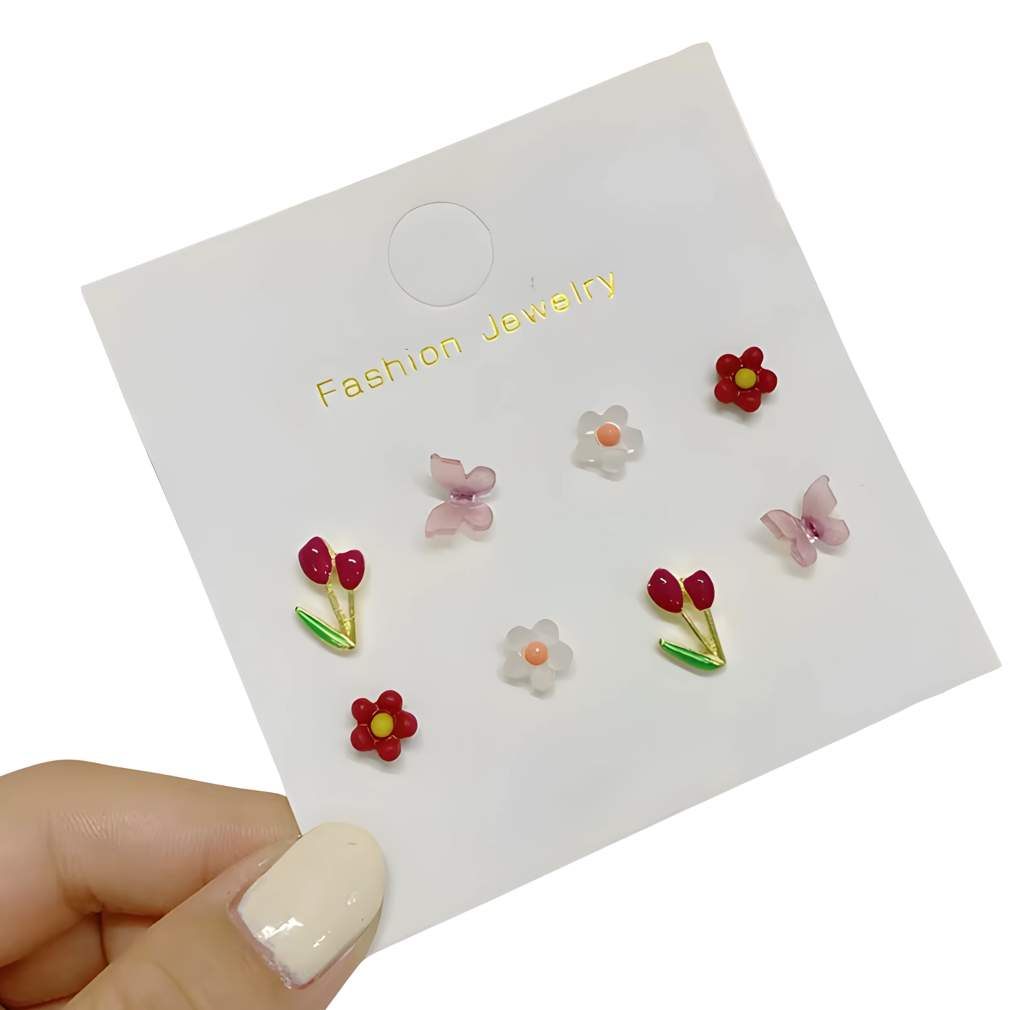 Kids Flower & Butterfly Earrings – 4 Pairs Set