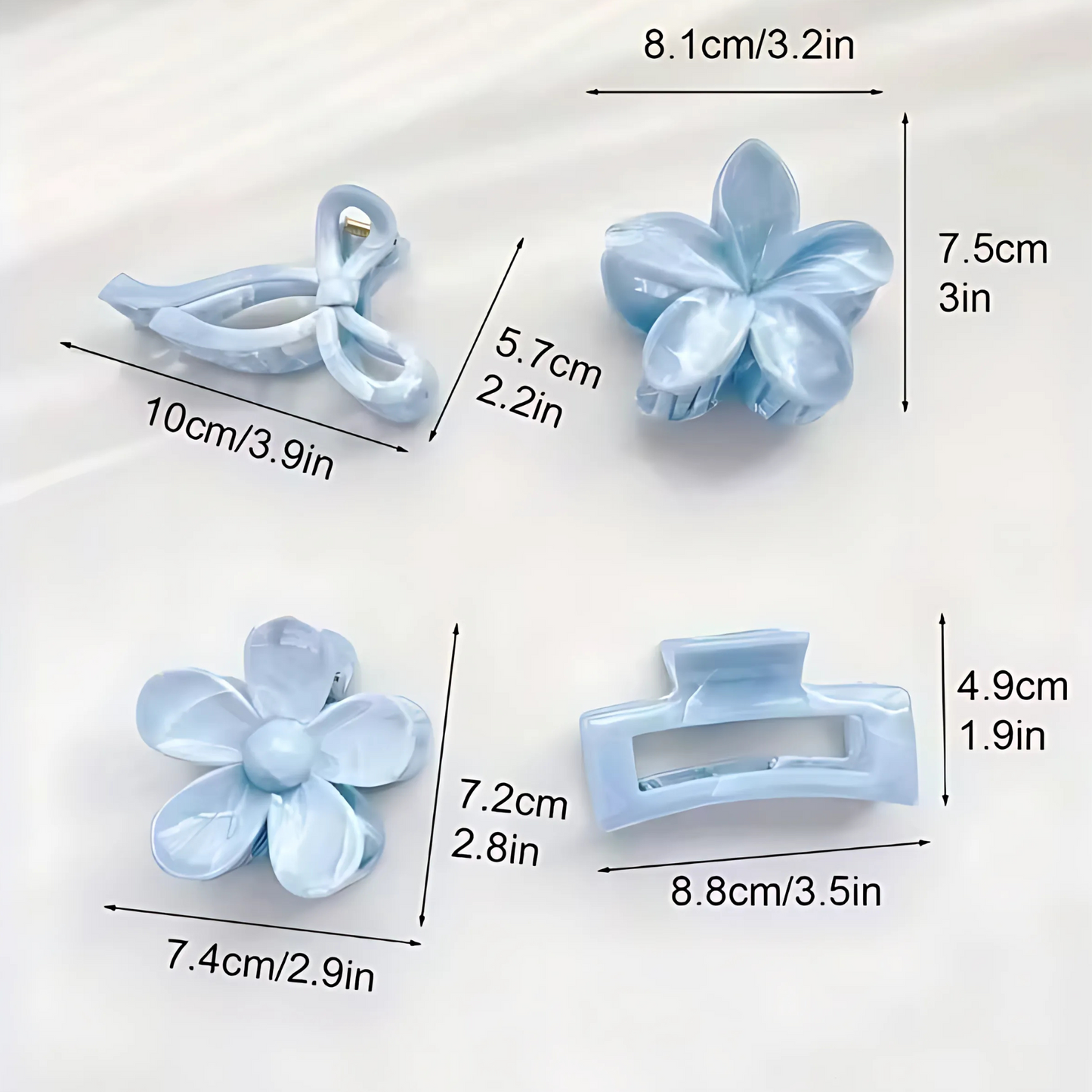 Blue Marble Hair Claw Clips Gift Box – 4 pcs
