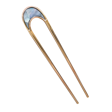 Metal U-Shaped French Gold Hair Pin with marble design
