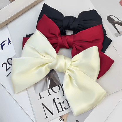 Large French Satin Barrette Hair Bow - Gummia