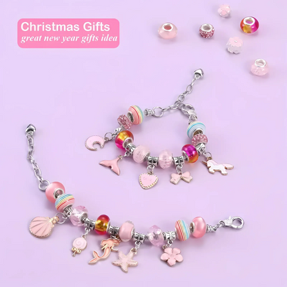 67 Pcs DIY Pink Charm Bracelet and Necklace Making Gift Box Kit