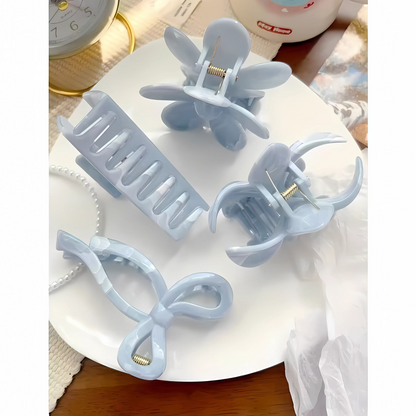Blue Marble Hair Claw Clips Gift Box – 4 pcs