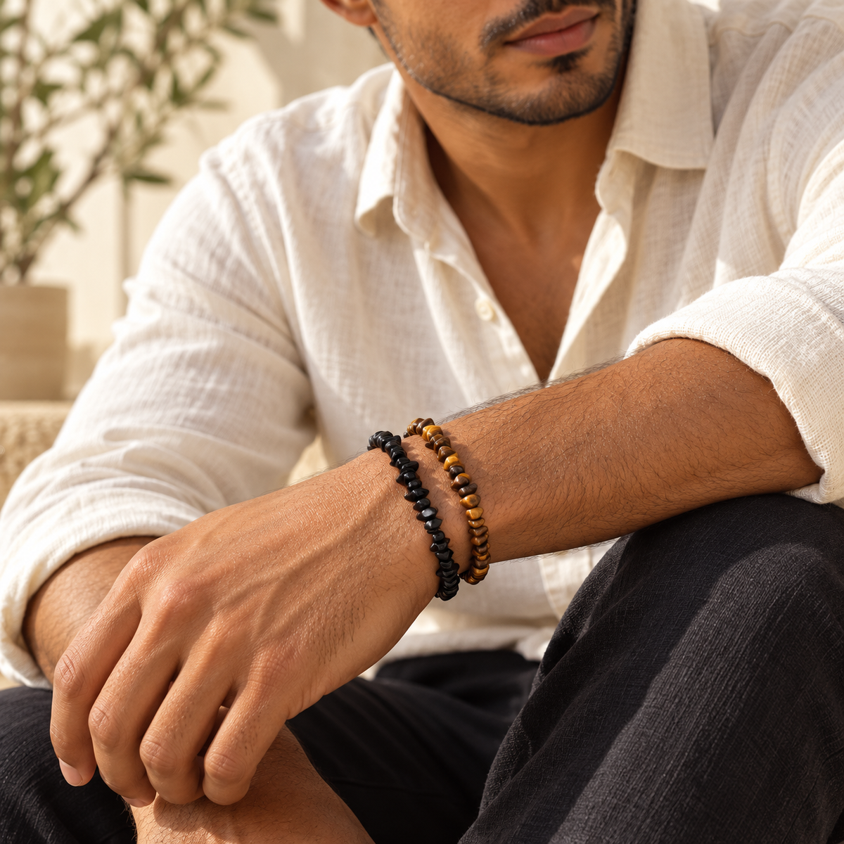 Armband med naturliga stenchips