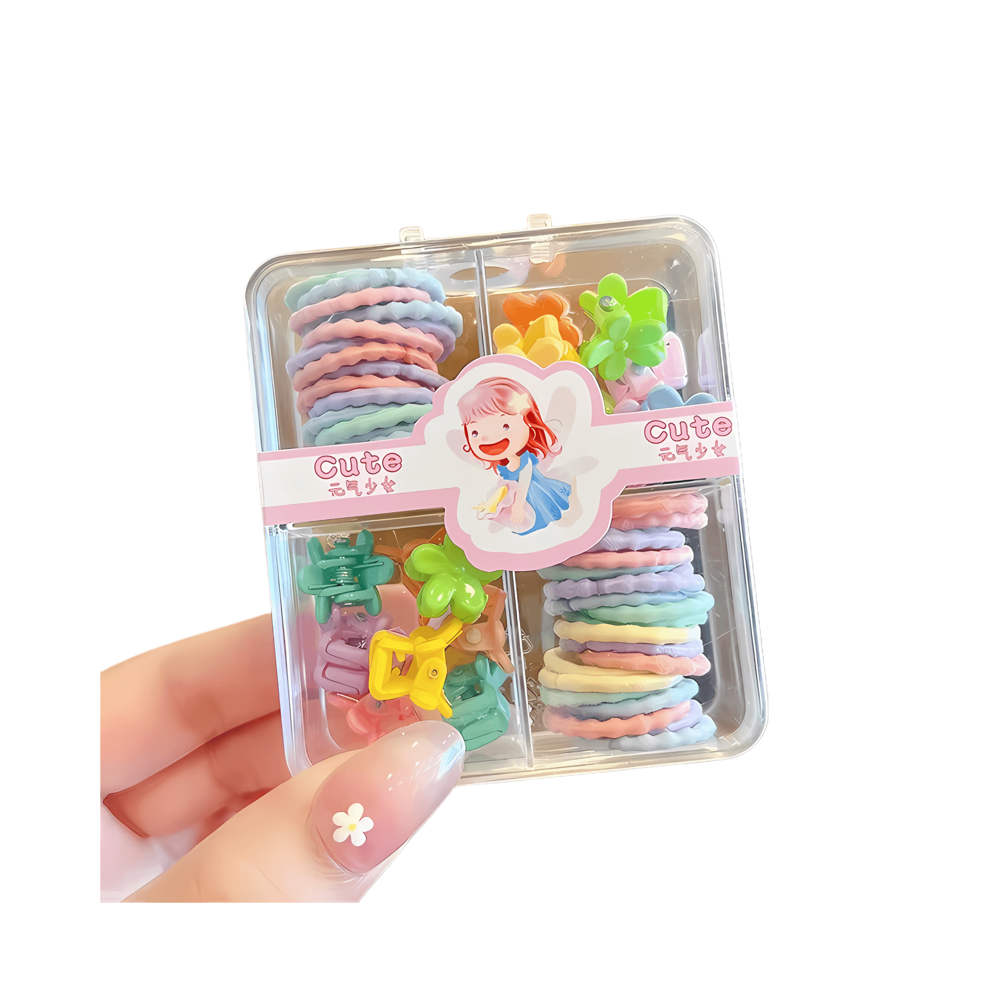 54-Piece Mini Hair Ties and Claw Clip Hair Accessory Set - Gummia