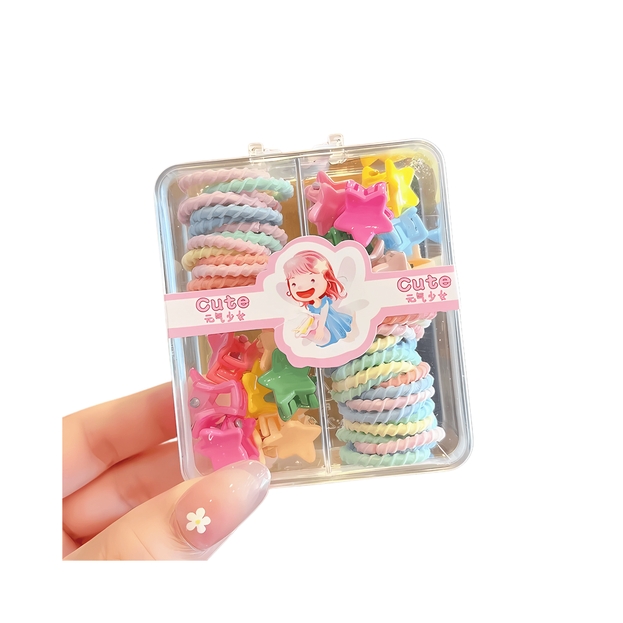 54-Piece Mini Hair Ties and Claw Clip Hair Accessory Set - Gummia