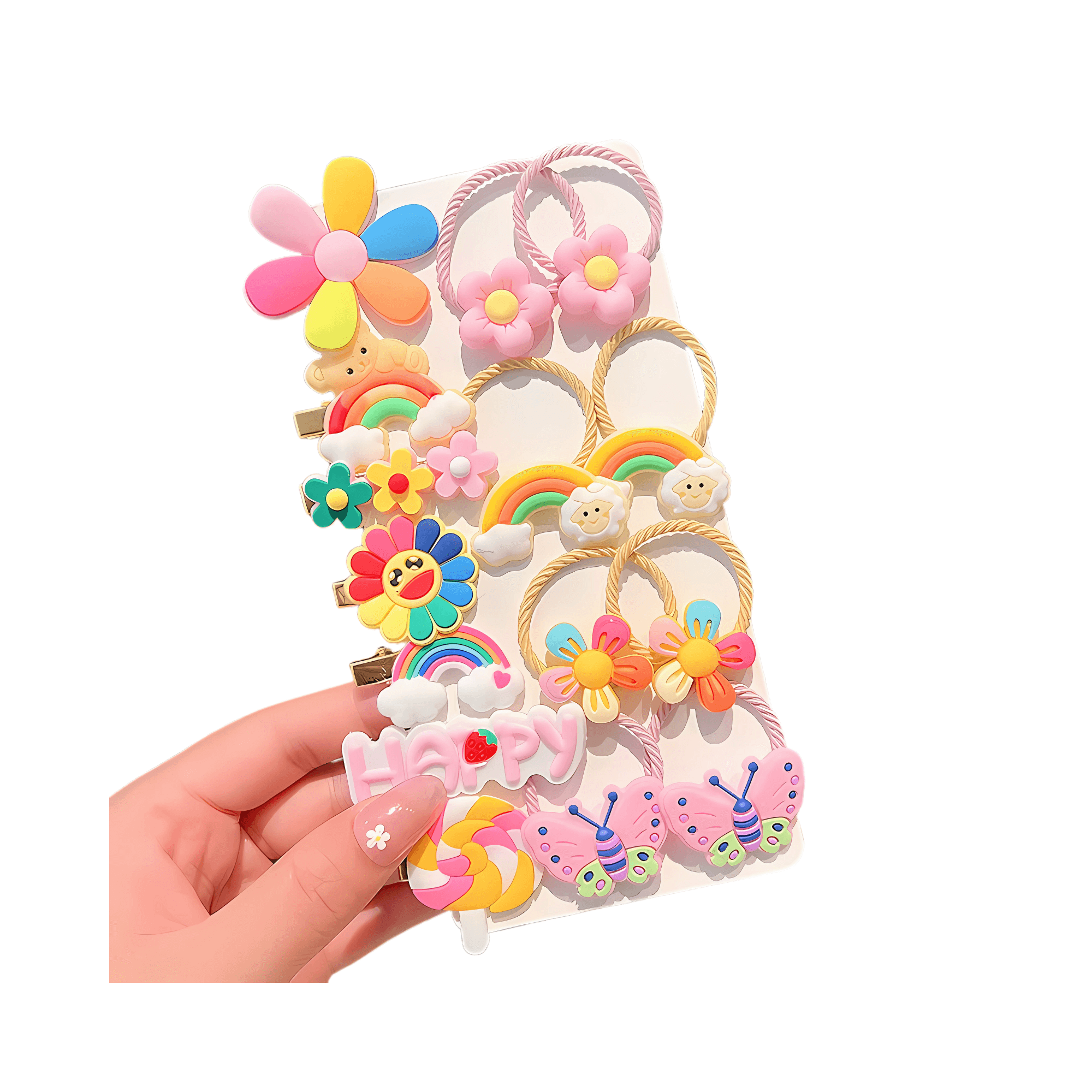 15pcs/card Kids hairties and clip - Gummia