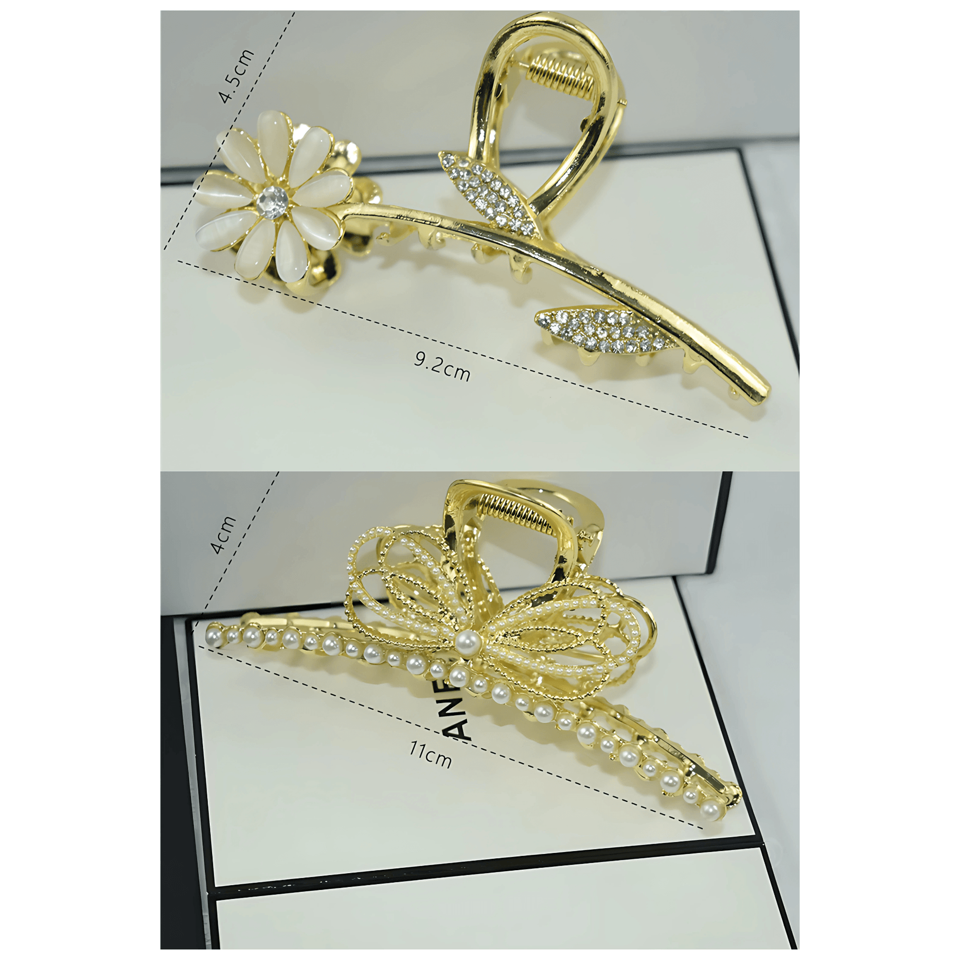 Rhinestone and Pearl Claw Clips - Gummia