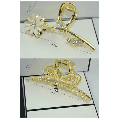 Rhinestone and Pearl Claw Clips - Gummia