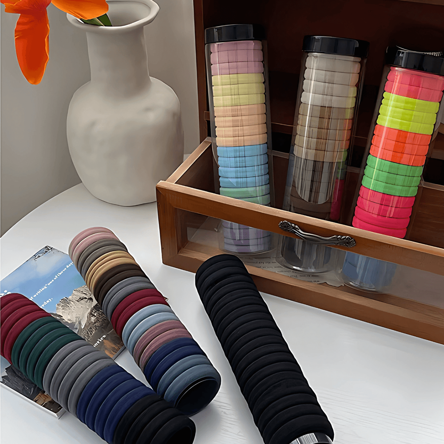 20pcs Plain 3.5cm Nylon Hair Ties for Women and Men - Gummia