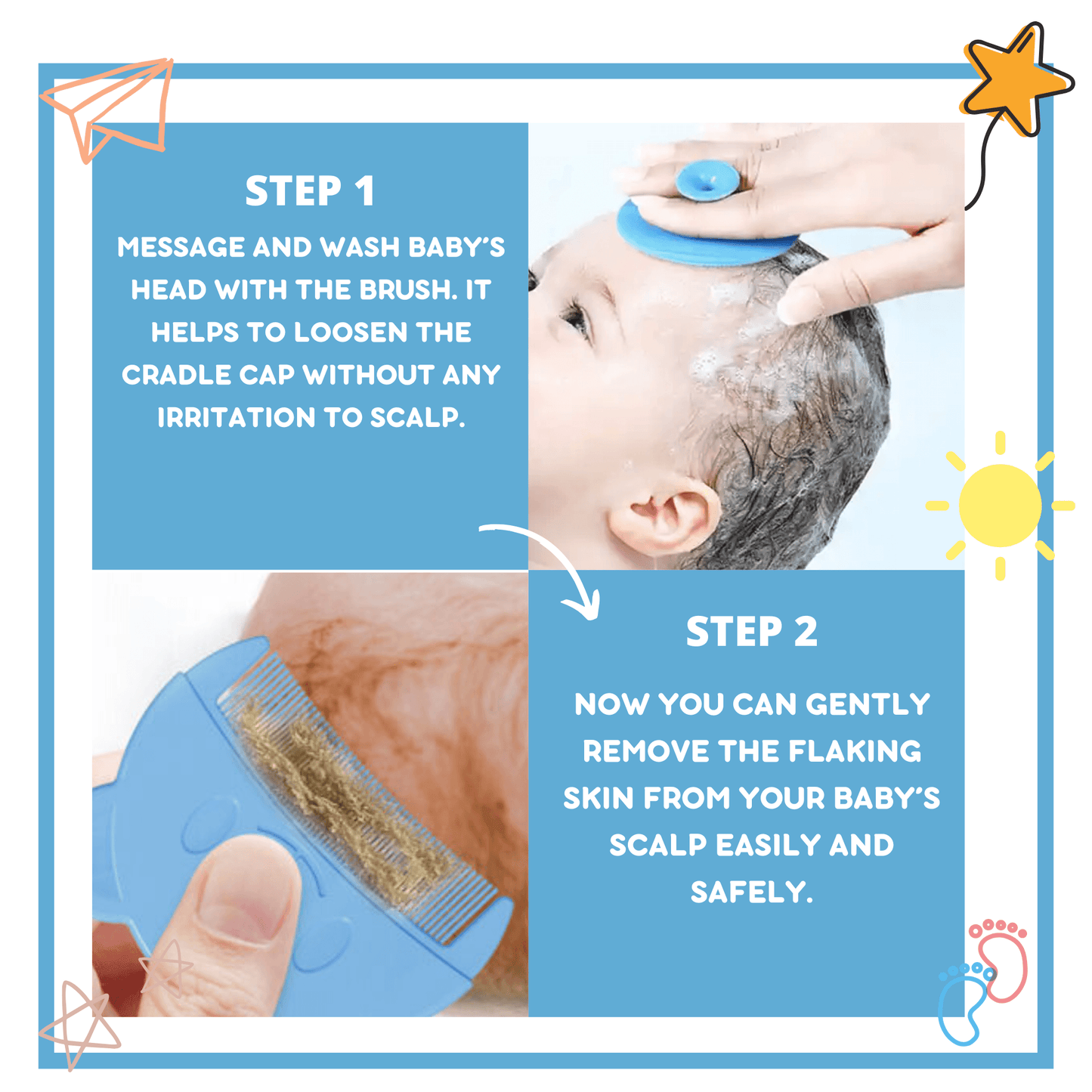 Baby Comb and Brush for Cradle Cap - Gummia
