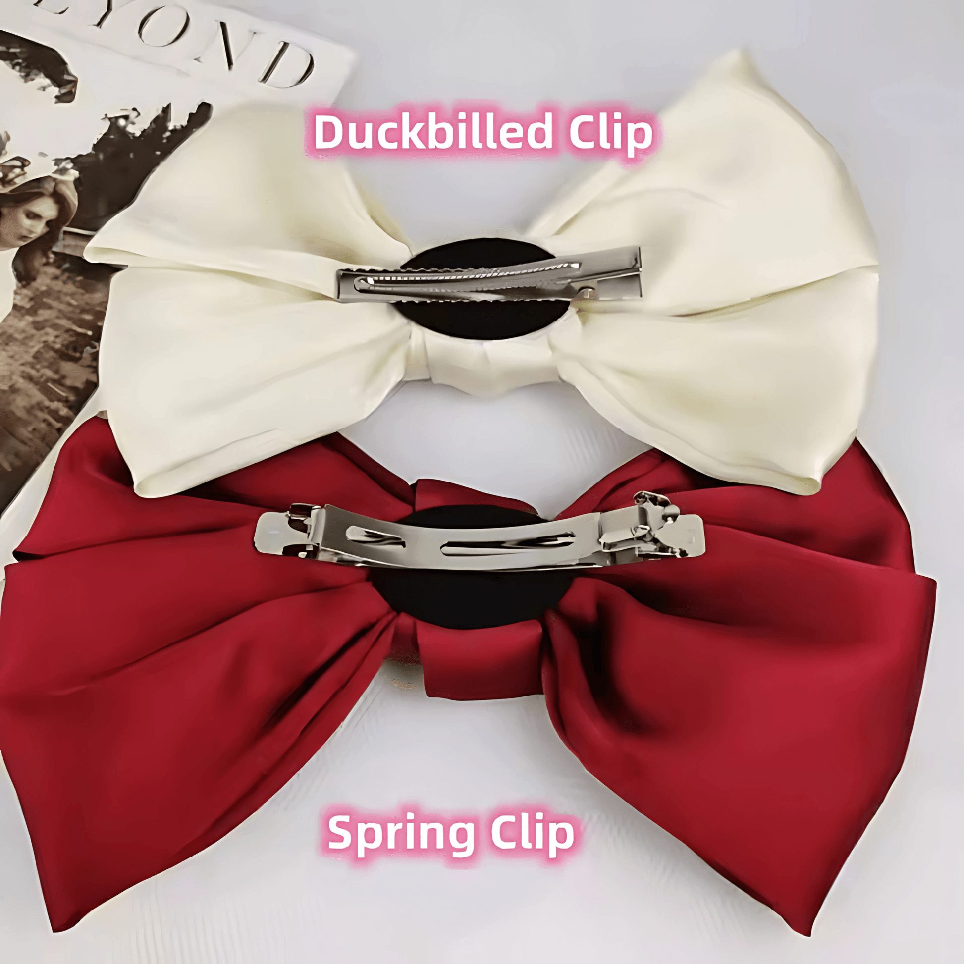 Large French Satin Barrette Hair Bow - Gummia