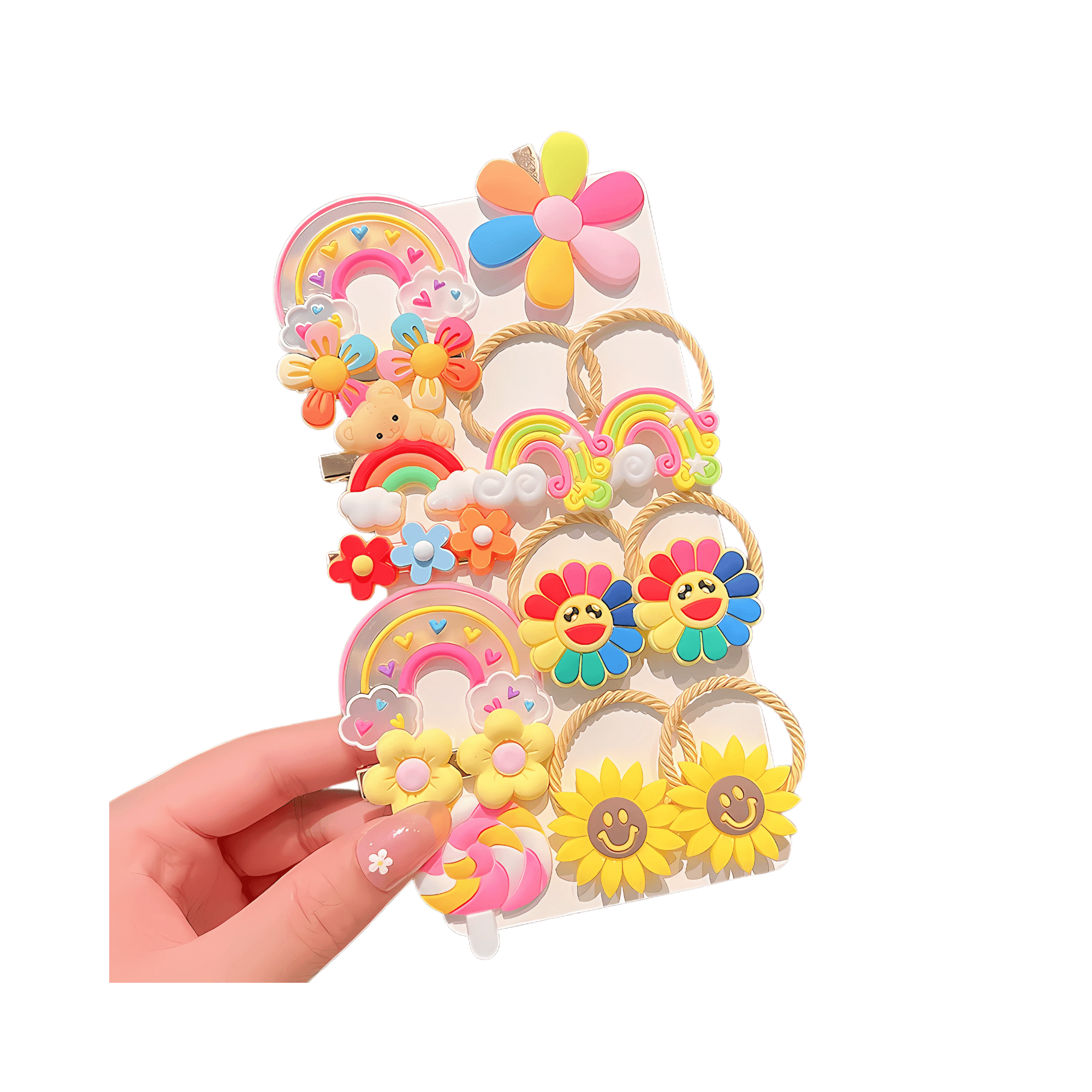 15pcs/card Kids hairties and clip - Gummia