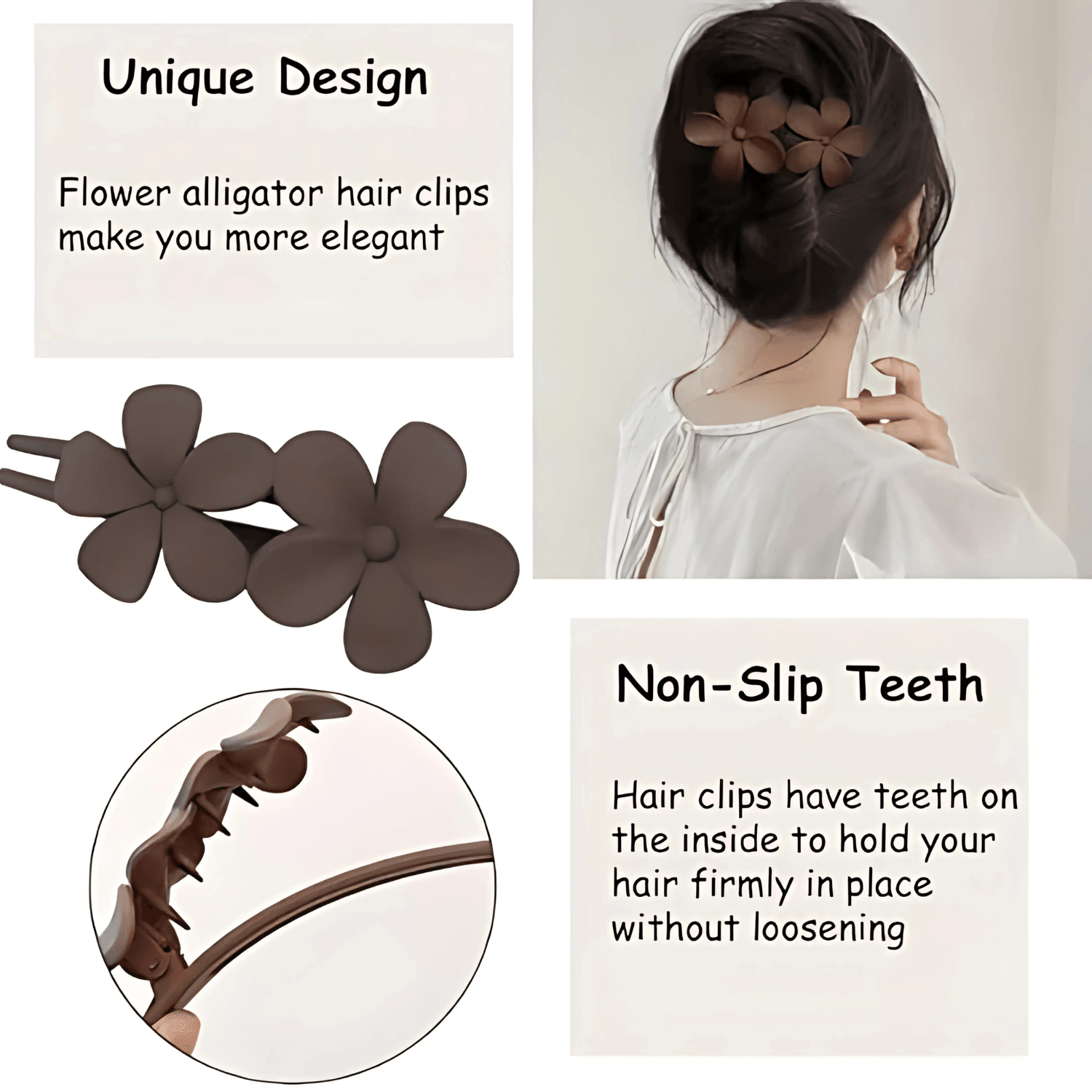 Elegant Double Flower Claw Clip for Women - Gummia