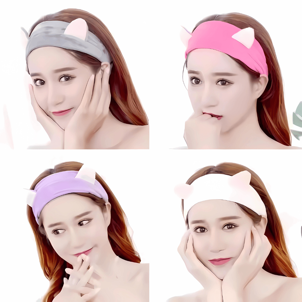 Cute Cat Ear Face Wash Headband - Gummia