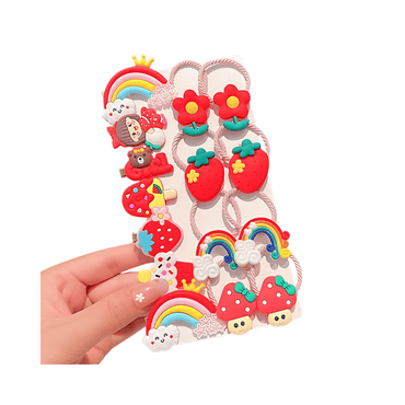 15pcs/card Kids hairties and clip - Gummia