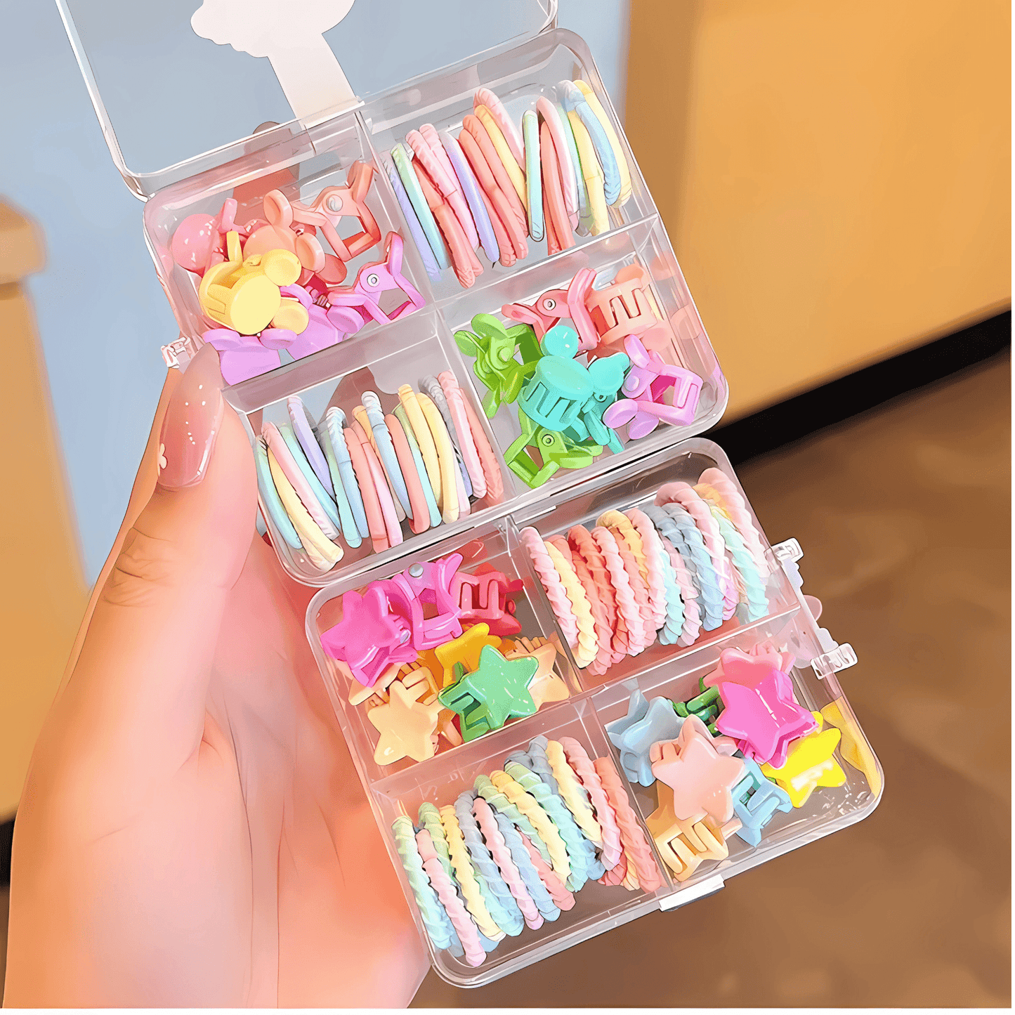 54-Piece Mini Hair Ties and Claw Clip Hair Accessory Set - Gummia