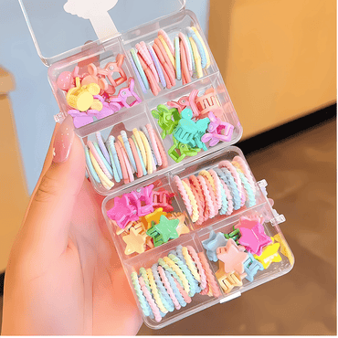 54-Piece Mini Hair Ties and Claw Clip Hair Accessory Set - Gummia