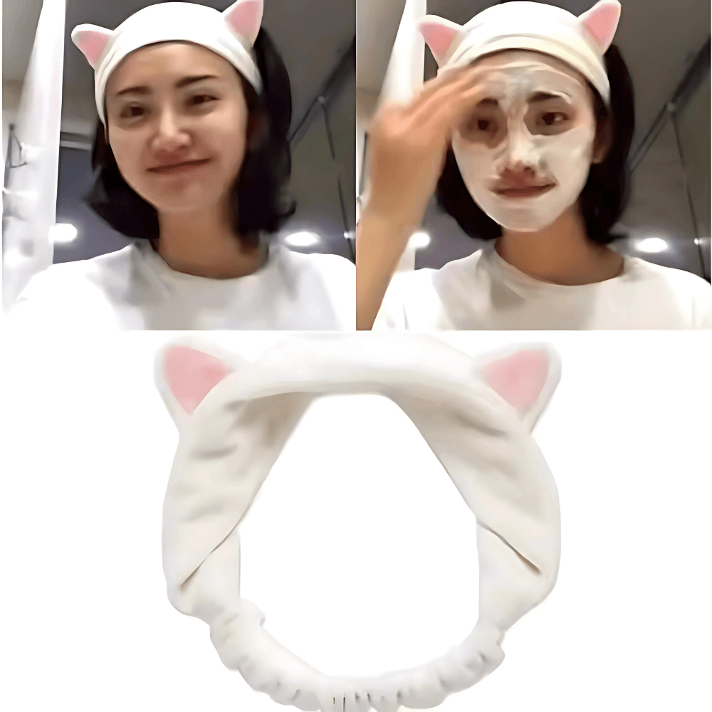 Cute Cat Ear Face Wash Headband - Gummia