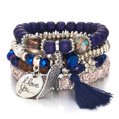4pcs/set Boho Multilayer Bead Bracelet Set - Gummia