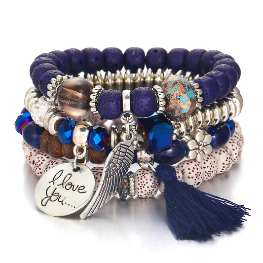 4pcs/set Boho Multilayer Bead Bracelet Set - Gummia