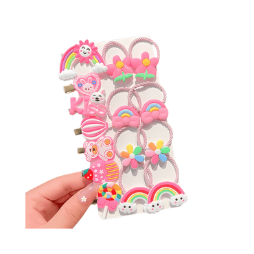 15pcs/card Kids hairties and clip - Gummia