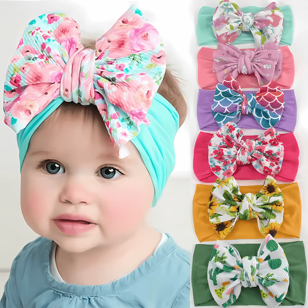 Baby Girl Cute Soft Nylon Headband Bow/ Turban - Gummia