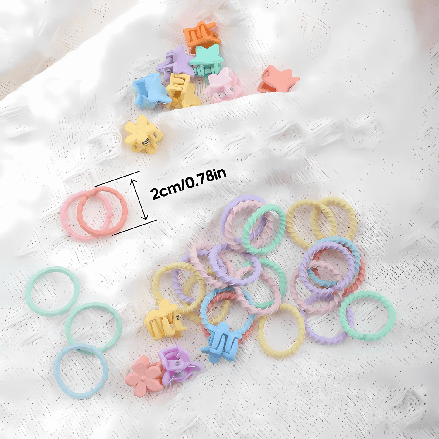 54-Piece Mini Hair Ties and Claw Clip Hair Accessory Set - Gummia