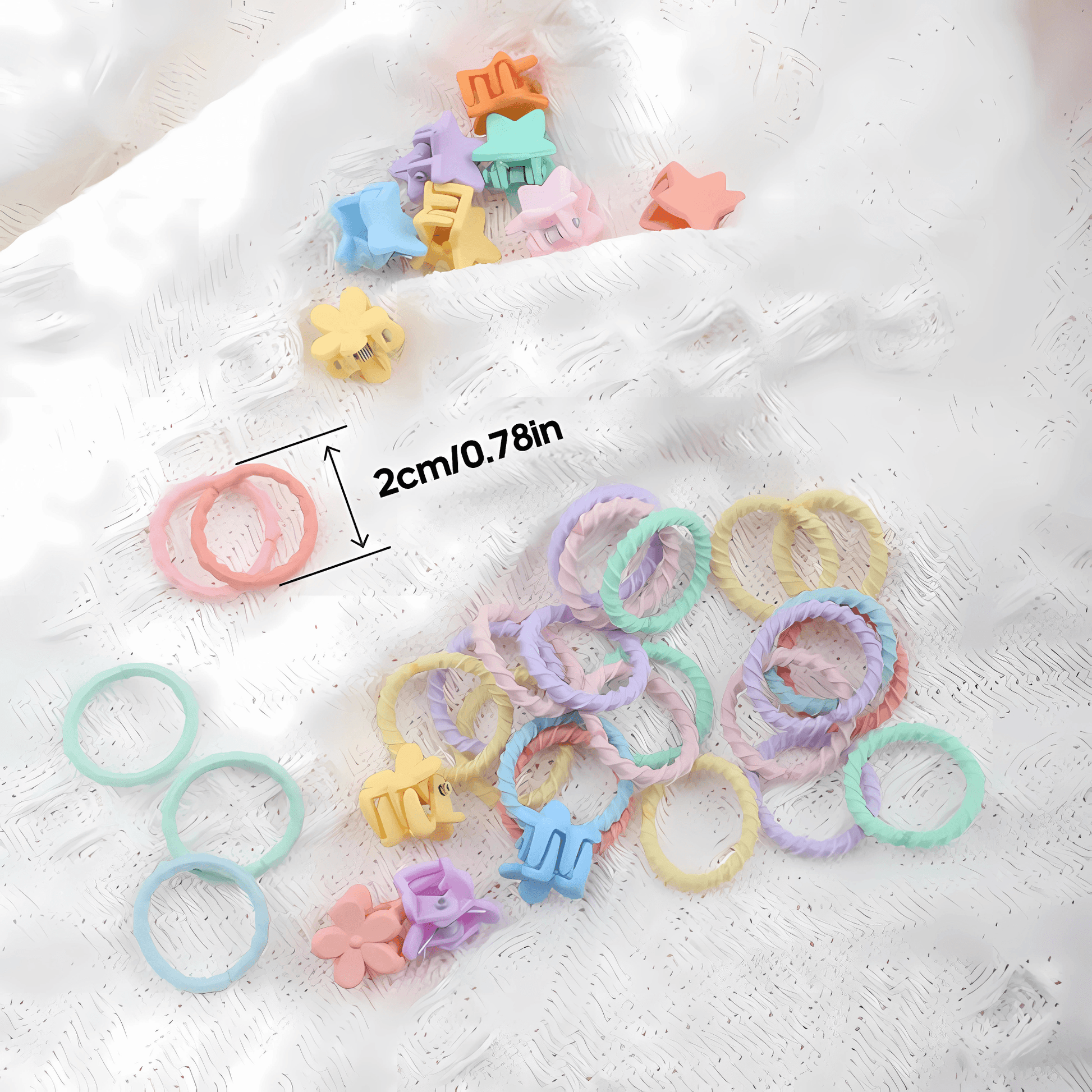 54-Piece Mini Hair Ties and Claw Clip Hair Accessory Set - Gummia