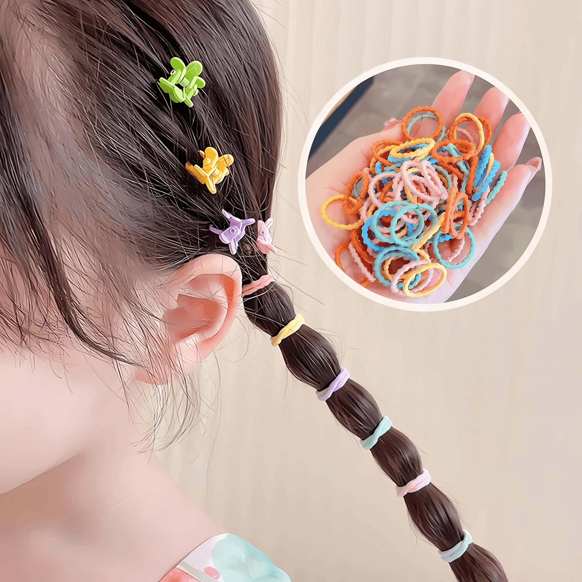 54-Piece Mini Hair Ties and Claw Clip Hair Accessory Set - Gummia