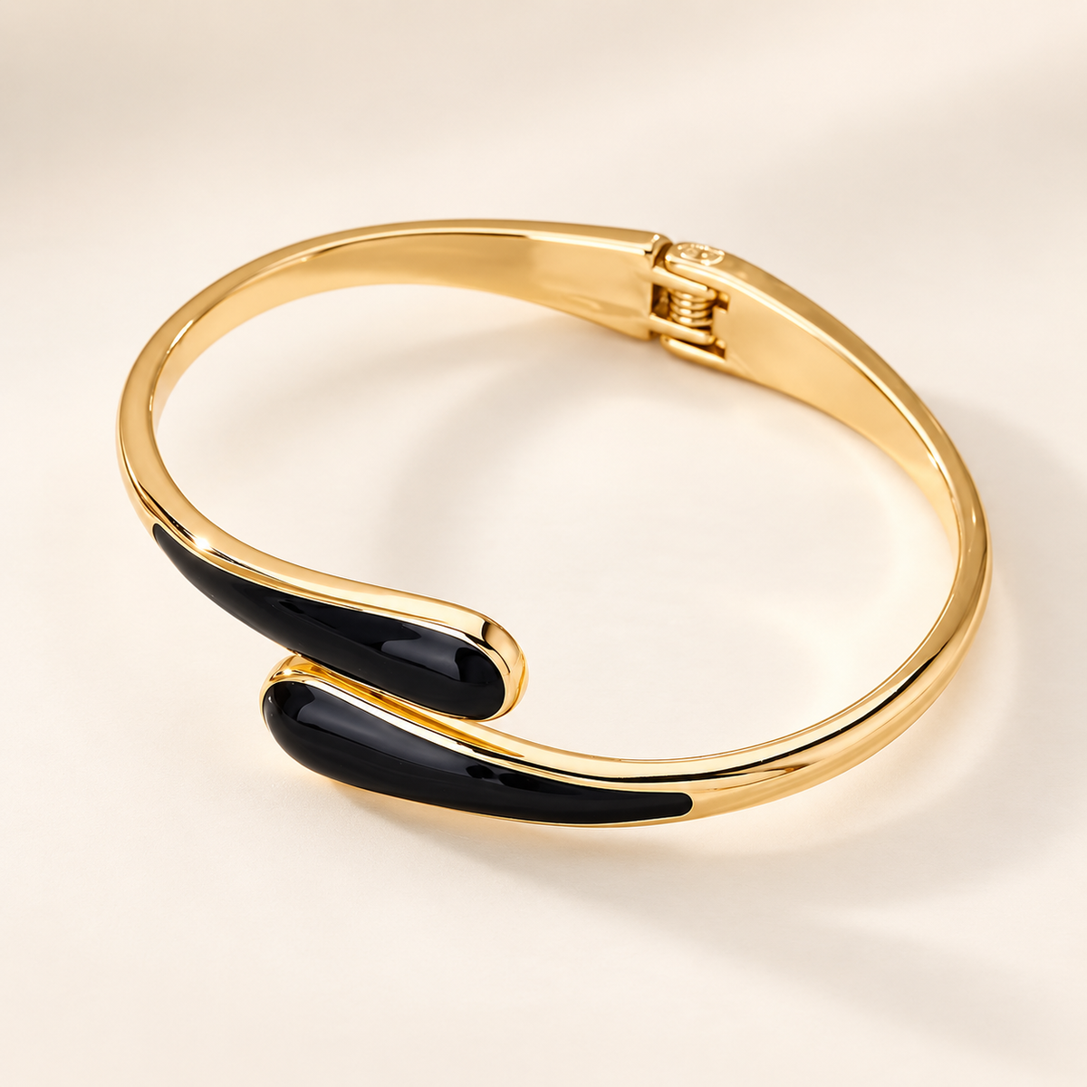Gold-Tone Enamel Teardrop Cuff Bracelet