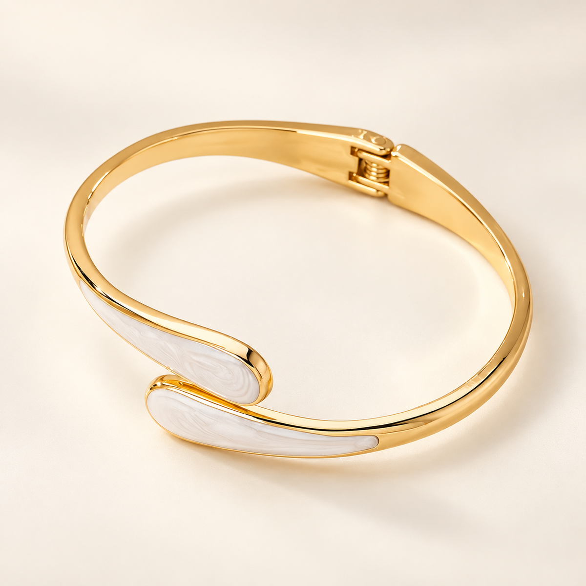 Gold-Tone Enamel Teardrop Cuff Bracelet