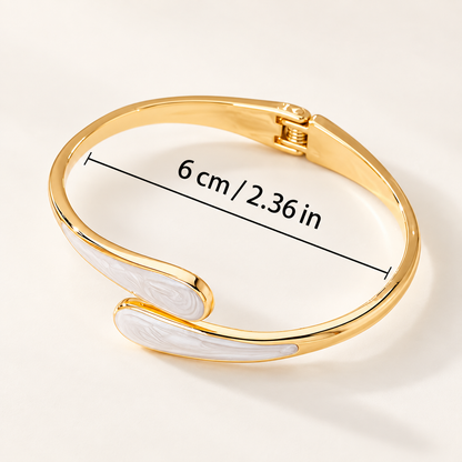 Gold-Tone Enamel Teardrop Cuff Bracelet