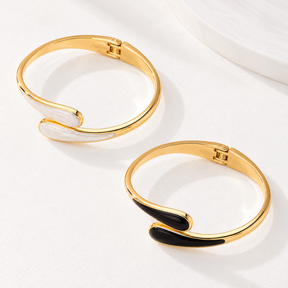 Gold-Tone Enamel Teardrop Cuff Bracelet