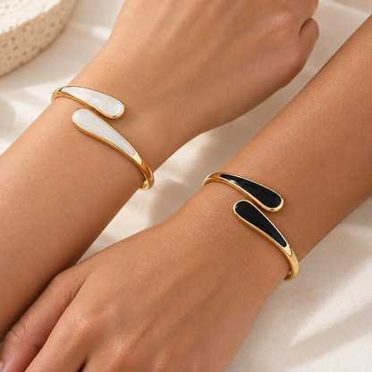 Gold-Tone Enamel Teardrop Cuff Bracelet