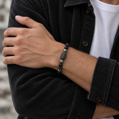 Stjärnteckenarmband i natursten med dubbelsidigt motiv – 12 stjärntecken

