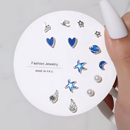 7 par silver och guld pläterad allergivänliga örhängen för barn och kvinnor