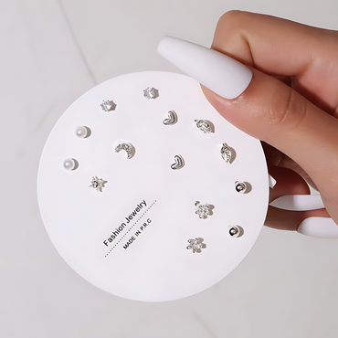 7 Pairs Hypoallergenic Silver Gold Plated Stud Earrings for kids and women
