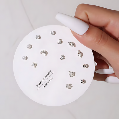 7 Pairs Hypoallergenic Silver Gold Plated Stud Earrings for kids and women