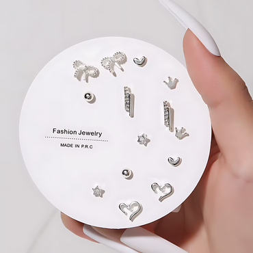 7 Pairs Hypoallergenic Silver Gold Plated Stud Earrings for kids and women
